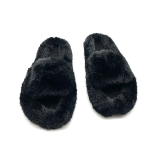 Fluffy Slippers in Black