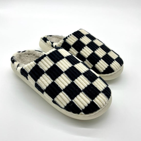 Sunday Black & White Checkerboard Slippers