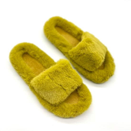 Fluffy Slippers in Chartreuse
