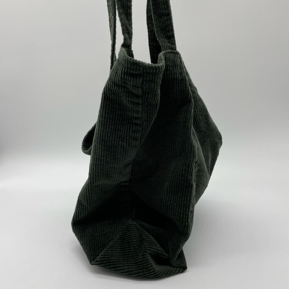 Dark Green Corduroy Tote Bag