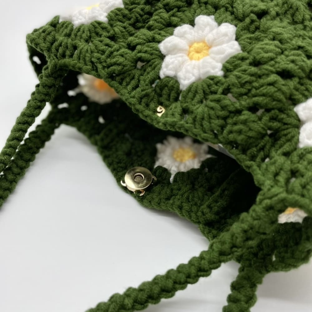 Daisy Crochet Bag in Green