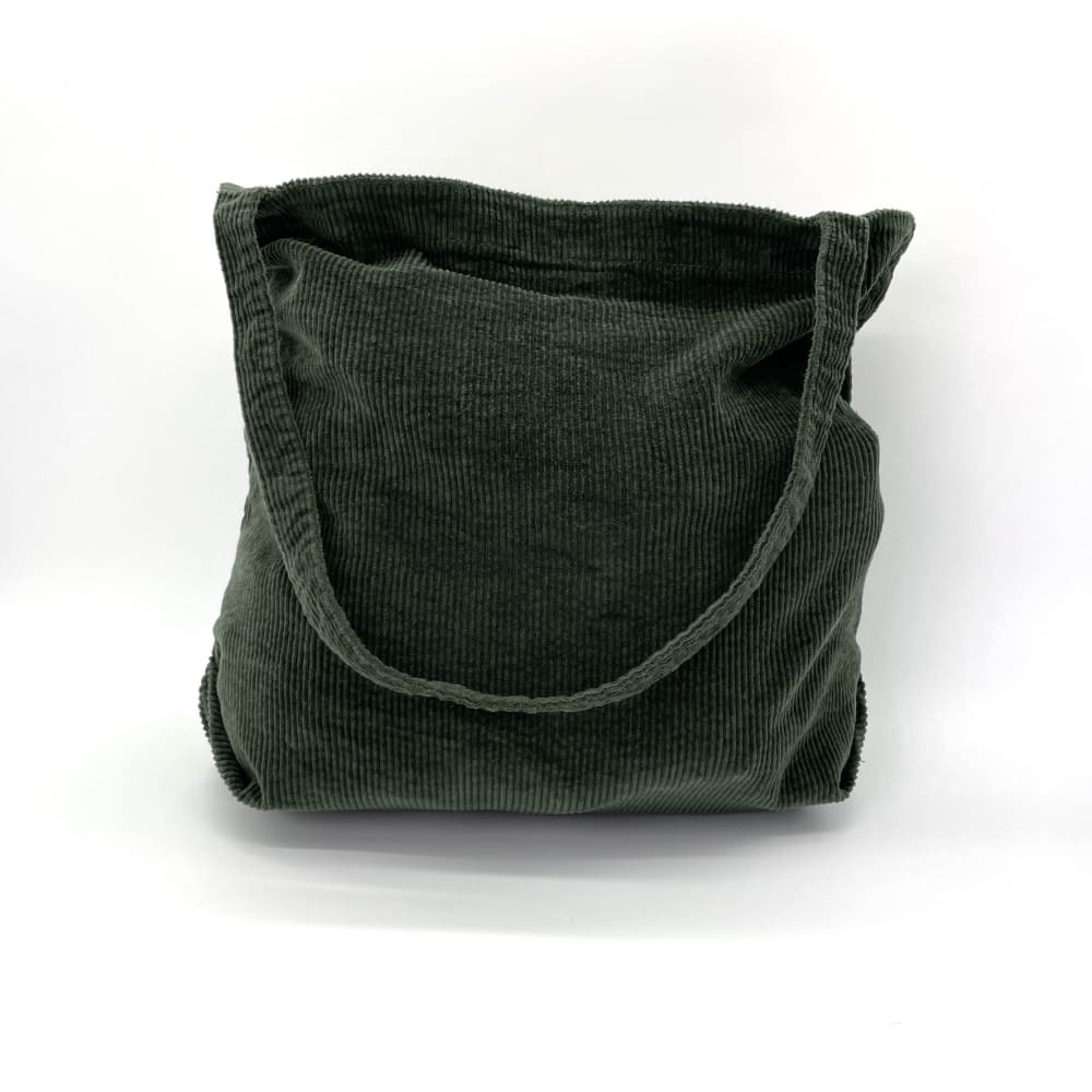 Dark Green Corduroy Tote Bag