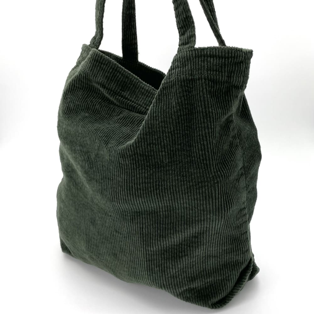 Dark Green Corduroy Large Tote Bag