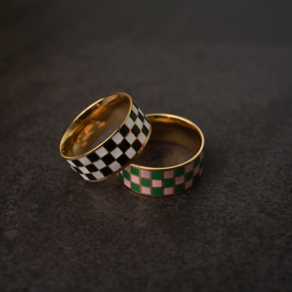 Load image into Gallery viewer, Checkerboard Rings (various colors)
