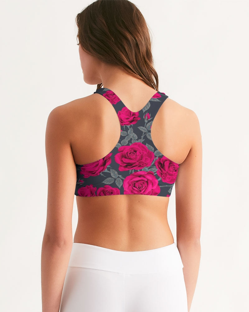 Load image into Gallery viewer, Dark Vintage Roses Women&amp;#39;s Seamless Sports Bra
