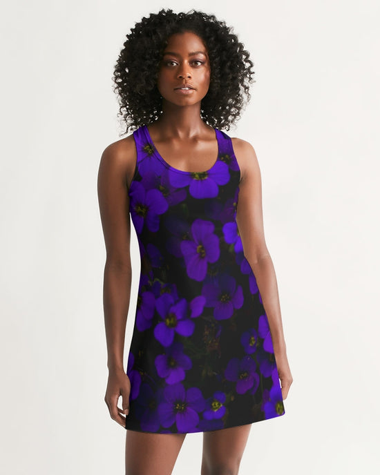 Midnight Purple Flower Women's Racerback Dress