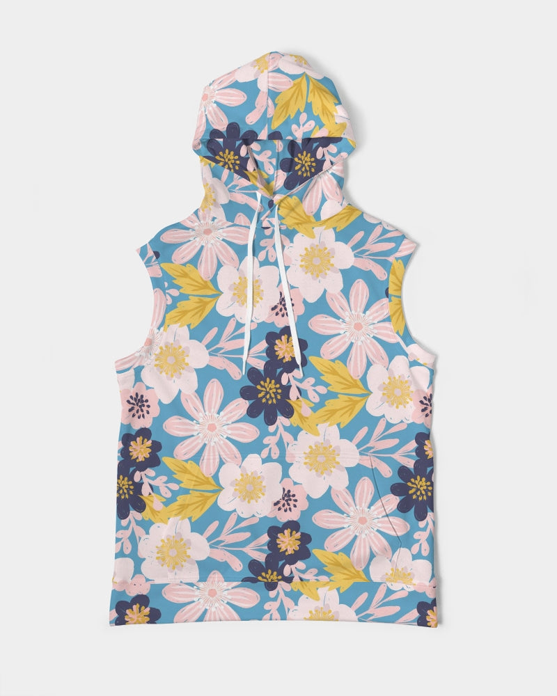 Blue Frisky Floral Men's Premium Heavyweight Sleeveless Hoodie