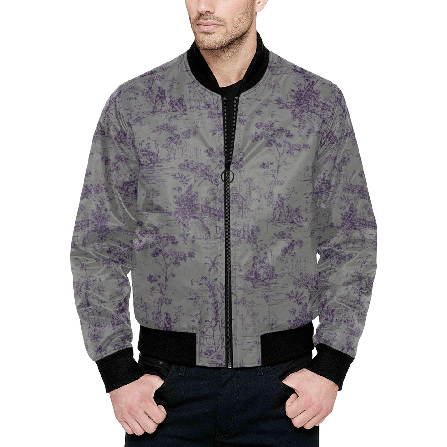Orient Fishing Village Quilted Bomber Jacket