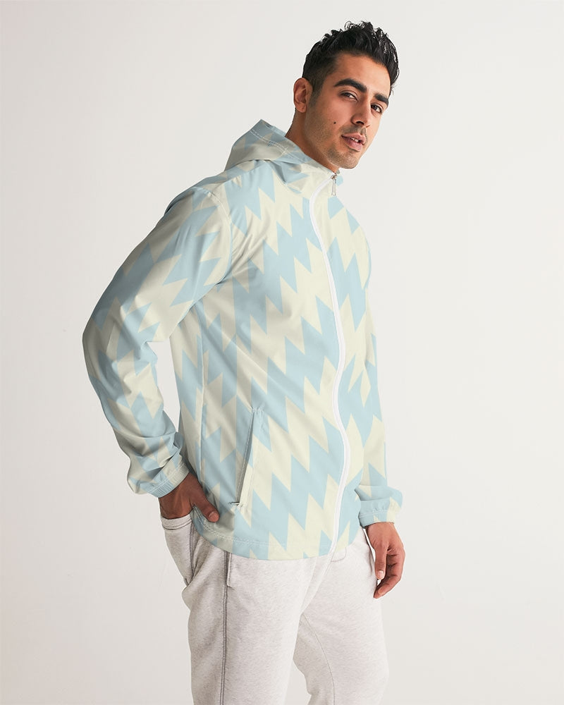 Blue Zig Zag Men's Windbreaker Jacket