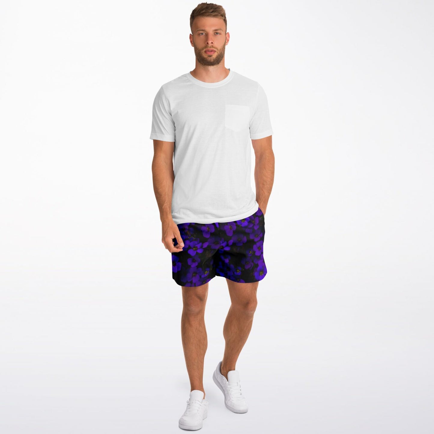 Midnight Purple Flower Fleece Shorts