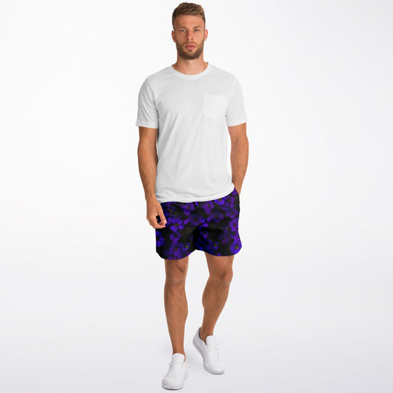 Midnight Purple Flower Men's Fleece Shorts