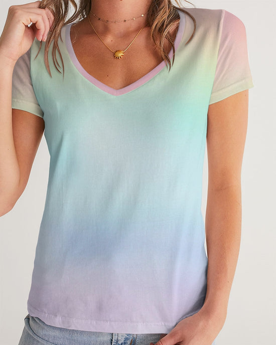 Soft Rainbow V-Neck T Shirt