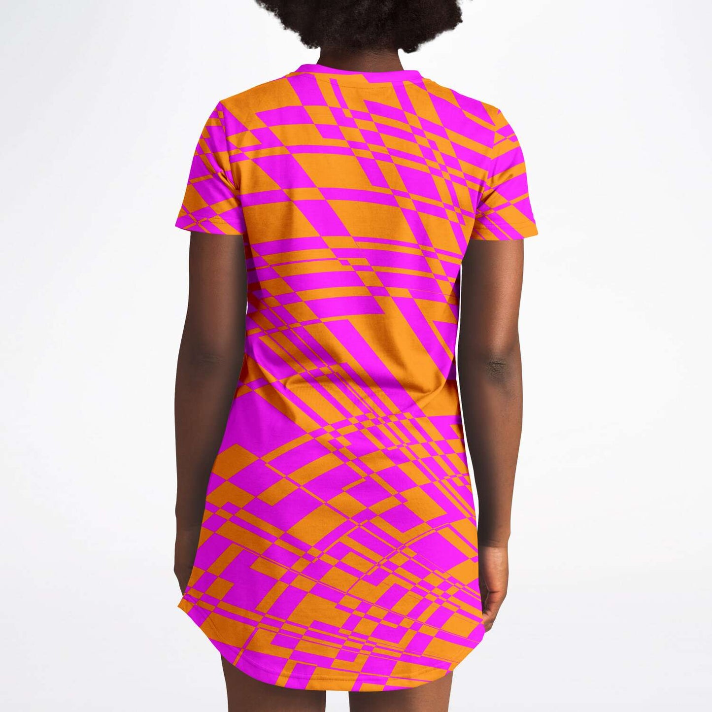 Fuchsia & Orange Warp T Shirt Dress