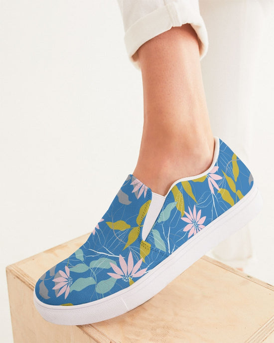 Parisian Blue Floral Women's Slip-On Canvas Shoe