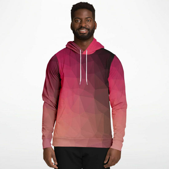 Red Poly Geometric Unisex Fleece Hoodie