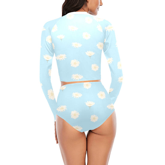 Blue Daisy's Long Sleeve Swimsuit Set