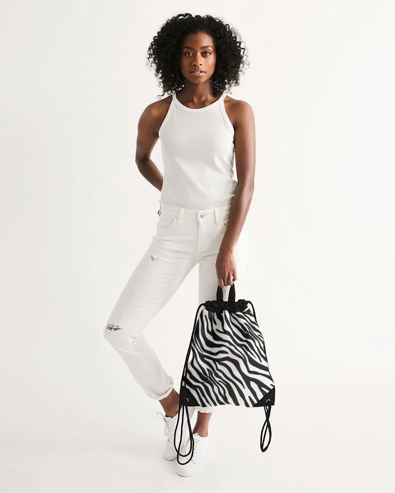 Zebra Print Canvas Drawstring Bag