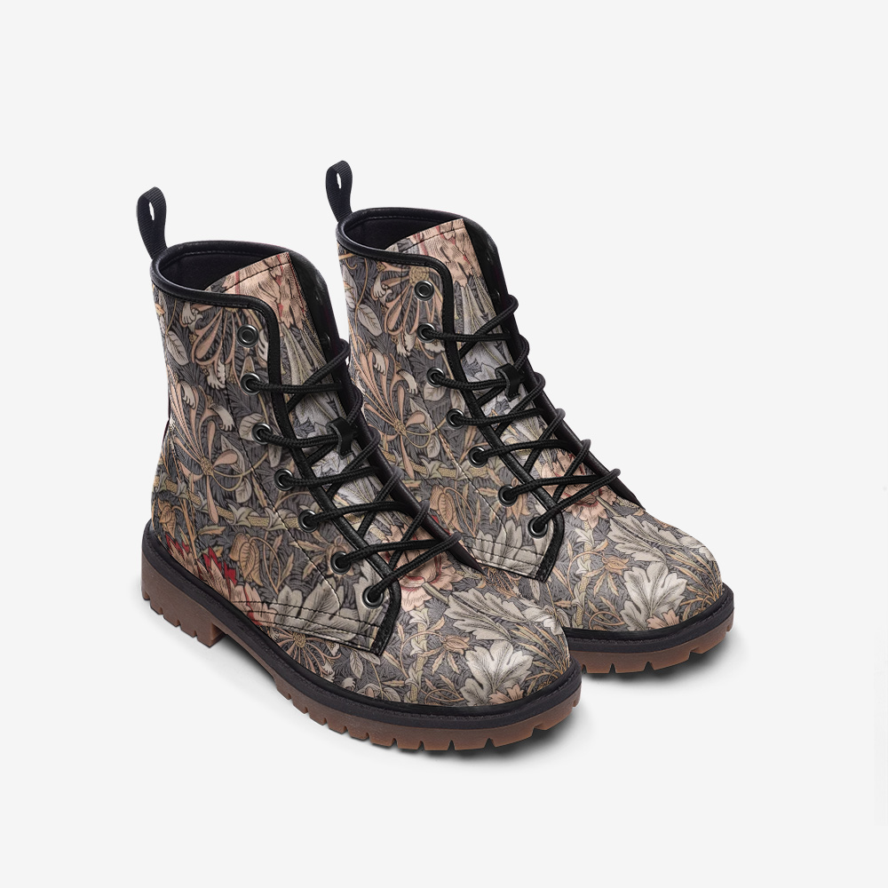 Vintage Floral Vine Lace Up Boots