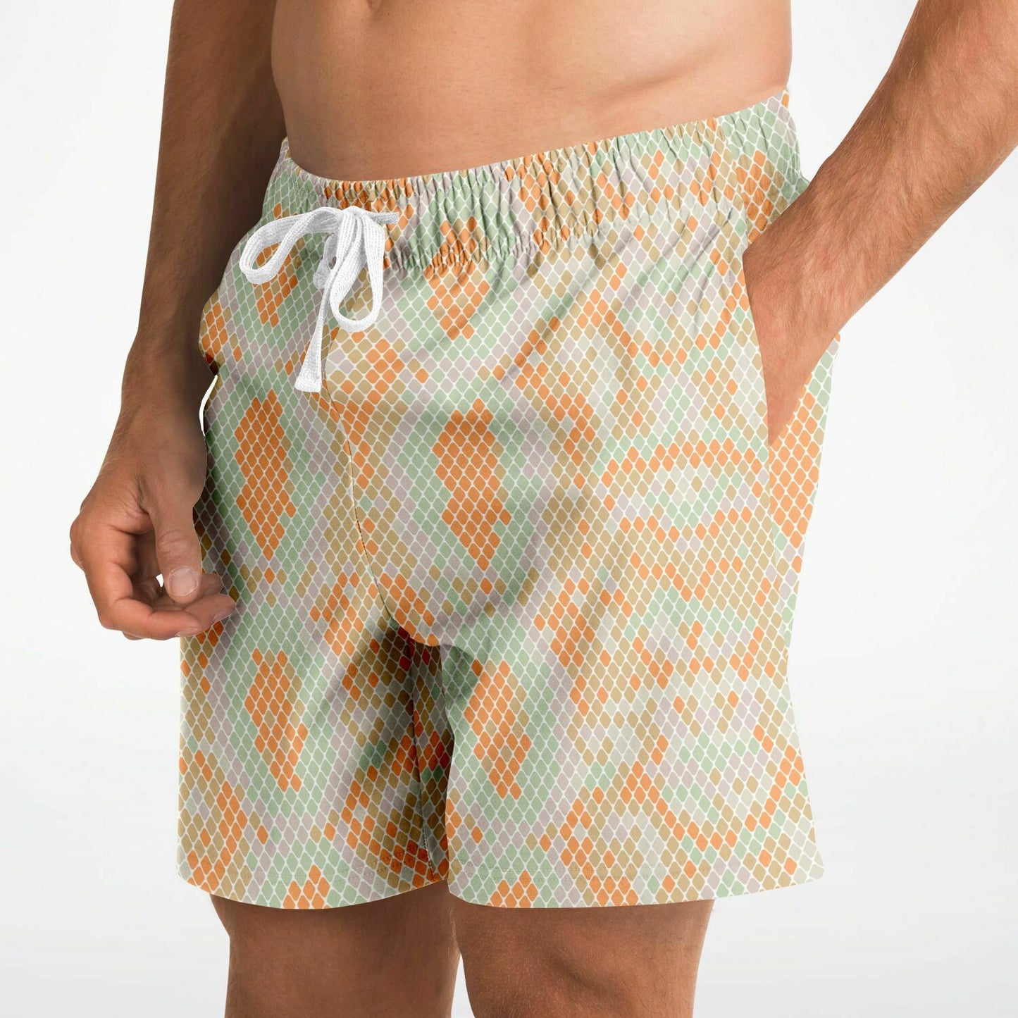 Green & Orange Snake Men's Fleece Shorts