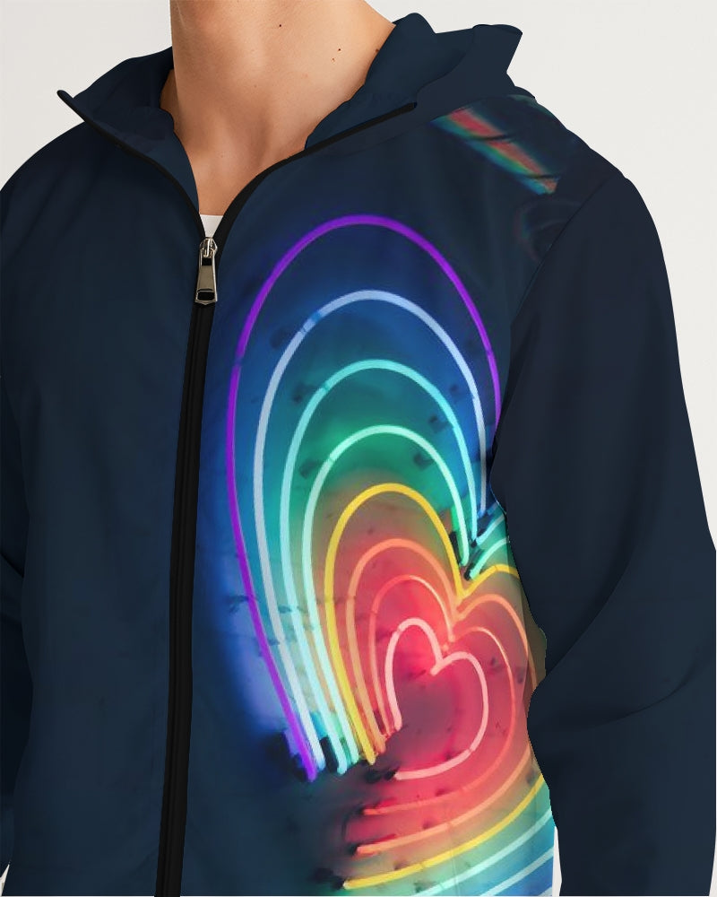 Harlow & Lloyd Neon Heart Rainbow Windbreaker Hooded Jacket