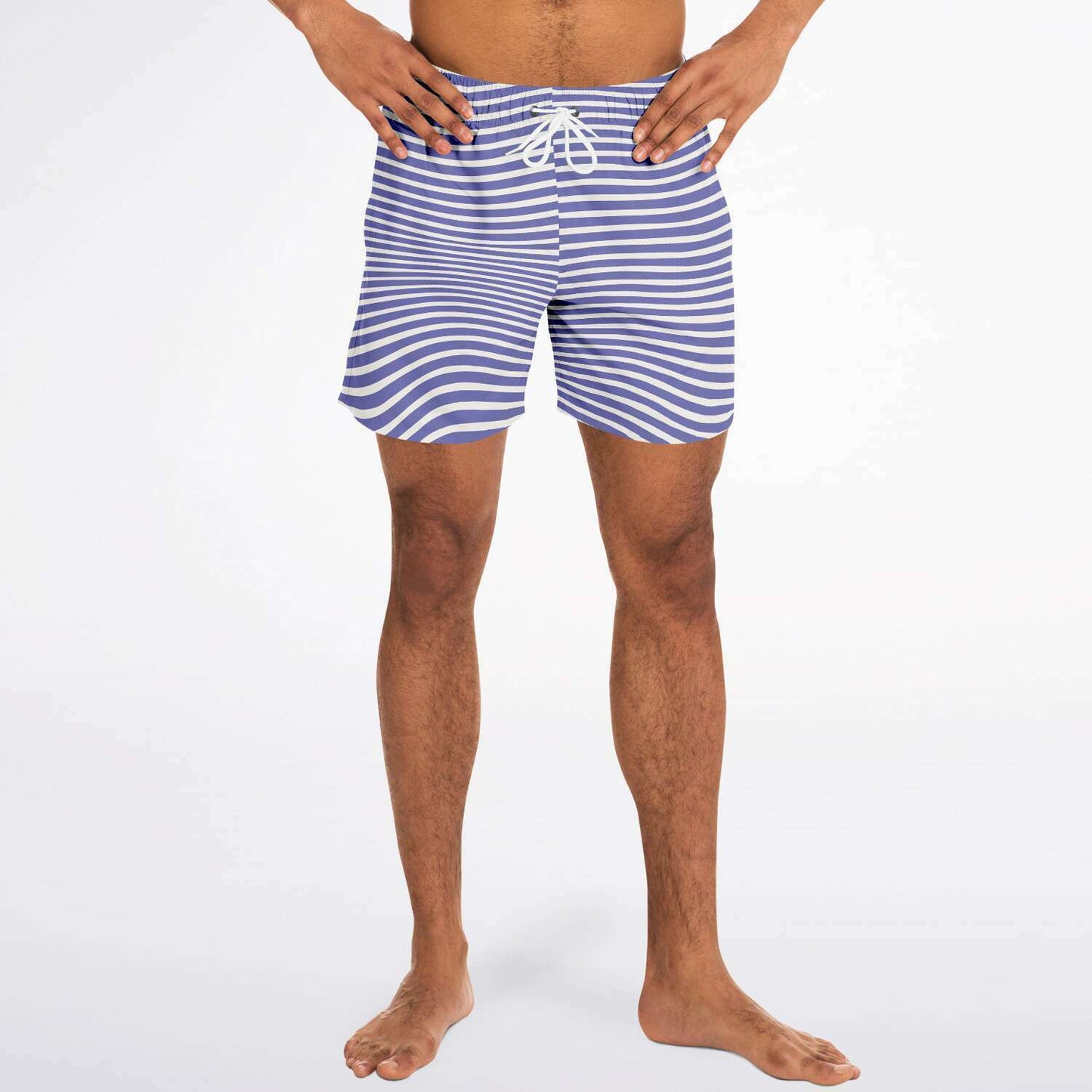 Blue Violet Wave Stripes Swim Shorts