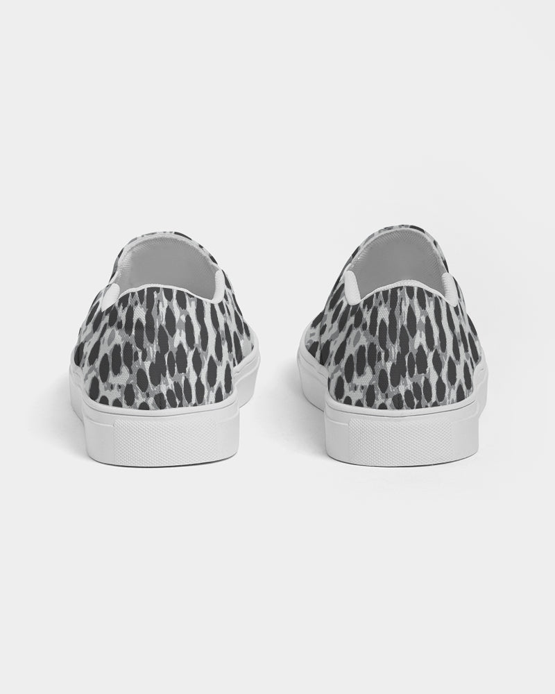 Black & White Leopard Print Men's Slip On Canvas Shoe