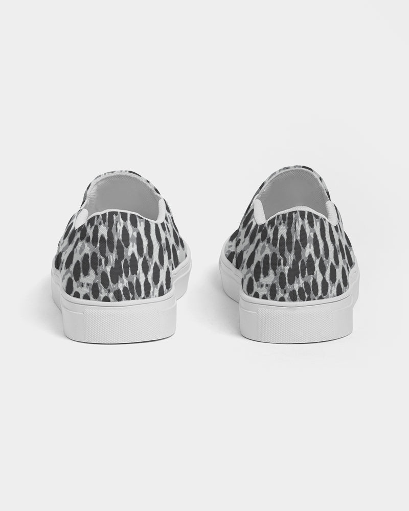 Load image into Gallery viewer, Black &amp;amp; White Leopard Print Men&amp;#39;s Slip On Canvas Shoe
