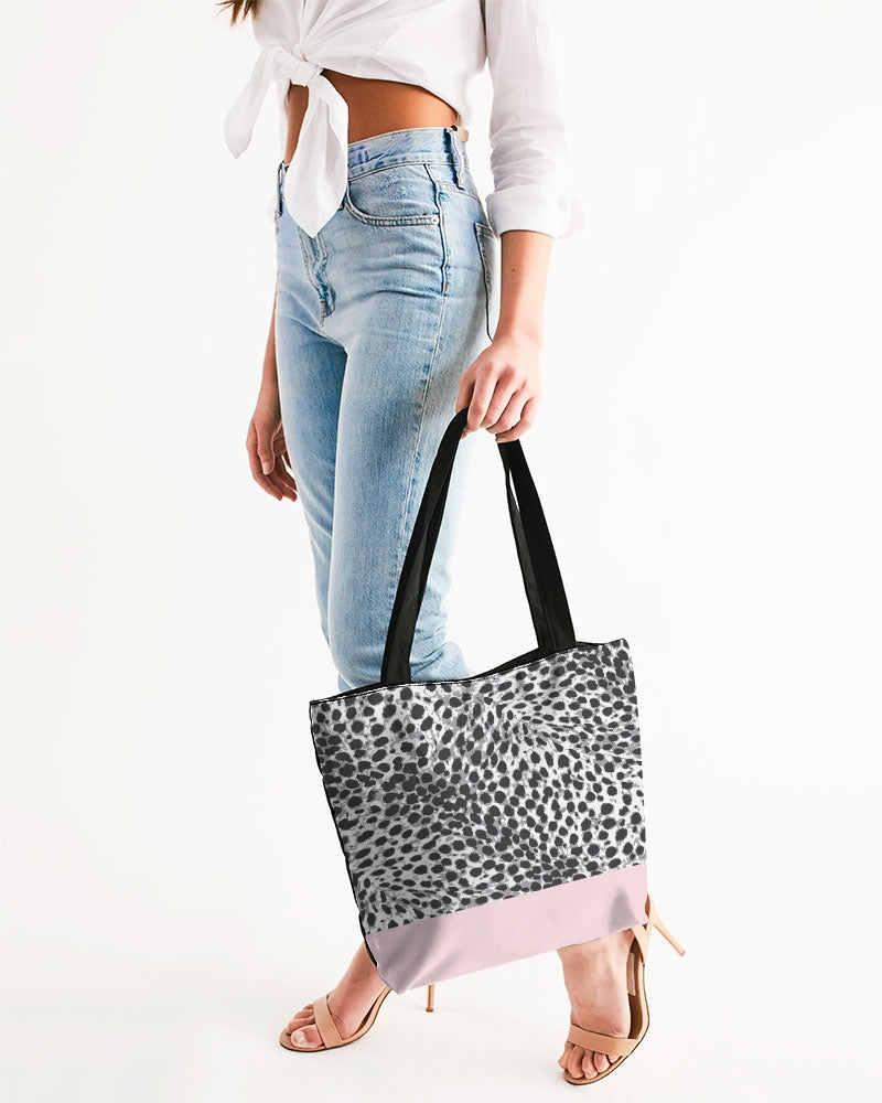 Pink & Leopard Print Canvas Zip Tote