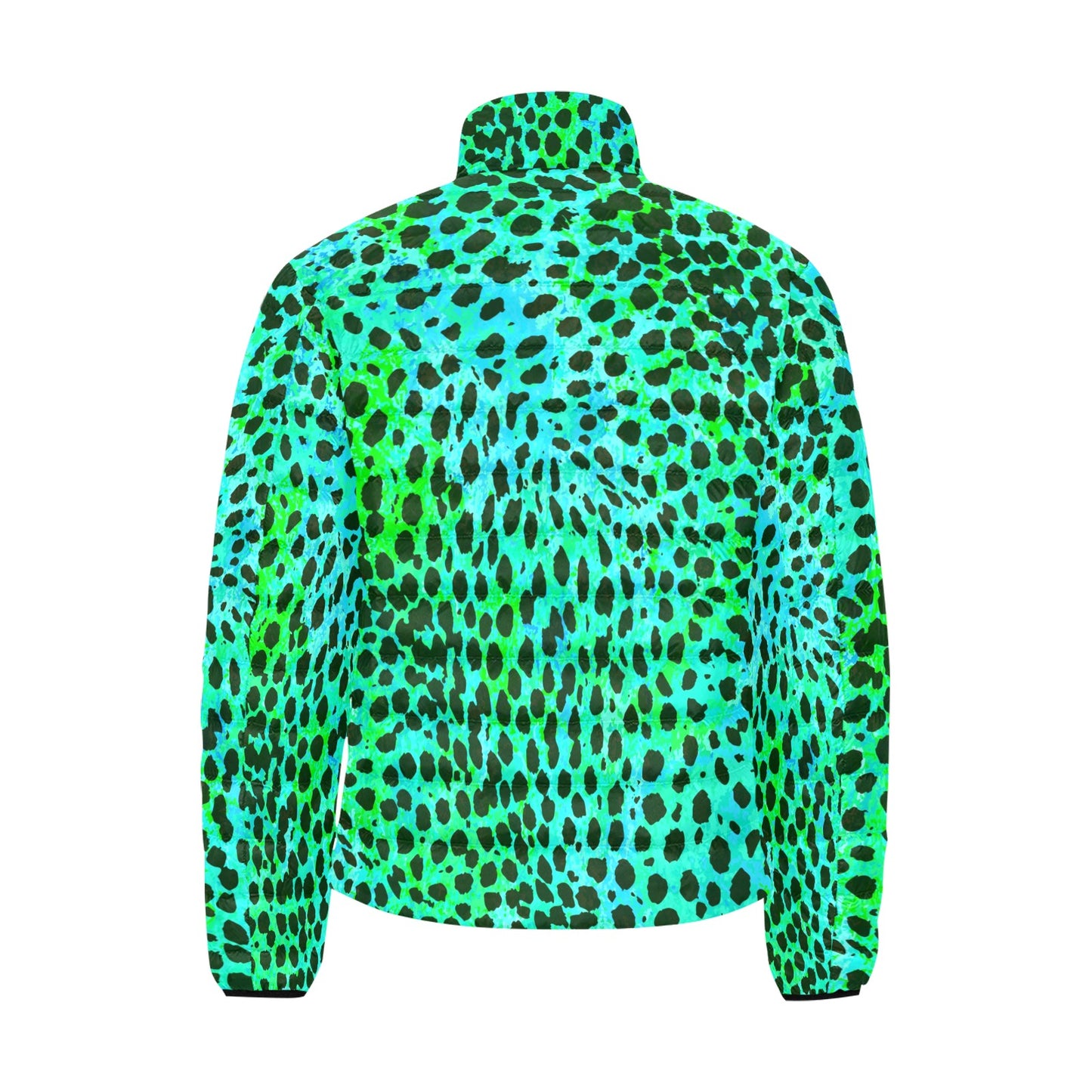 Neon Green Leopard Print Lightweight Puffer Jacket