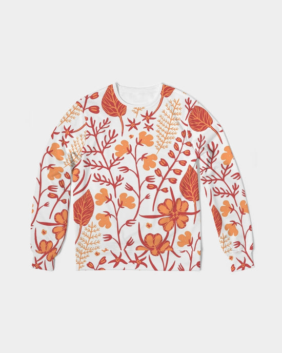 Orange Retro Garden Men's French Terry Pullover Sweatshirt