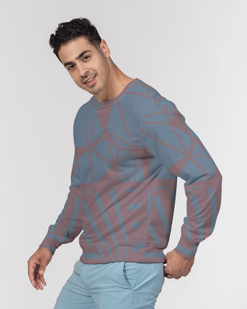 Misty Grape Geometric Men's French Terry Pullover Sweatshirt