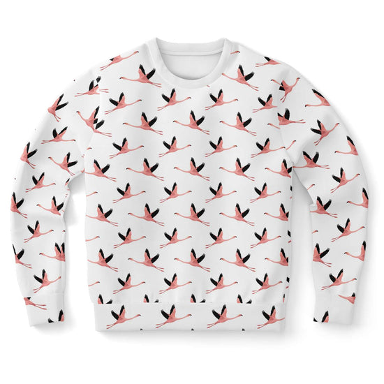 Flying Flamingos White Unisex Sweatshirt