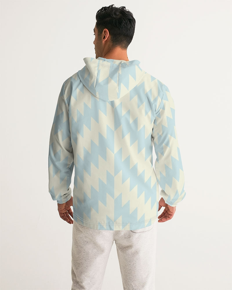 Blue Zig Zag Men's Windbreaker Jacket