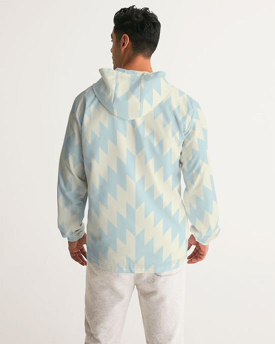 Blue Zig Zag Men's Windbreaker Jacket