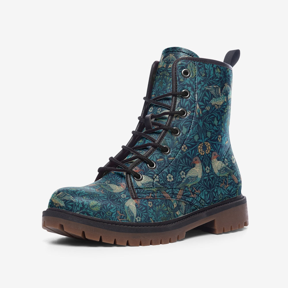 Vintage Birds Lace Up Boots