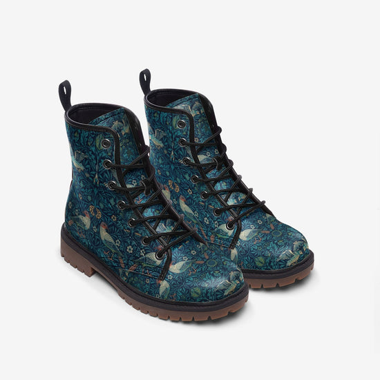 Vintage Birds Lace Up Boots