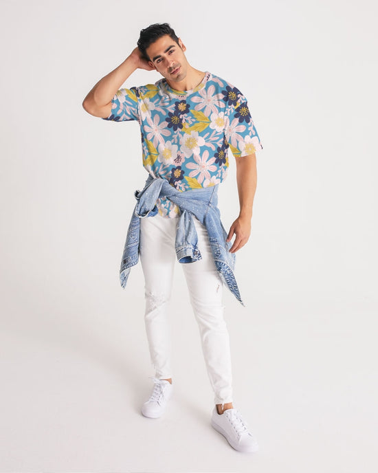 Blue Frisky Floral Men's Premium Heavyweight Tee