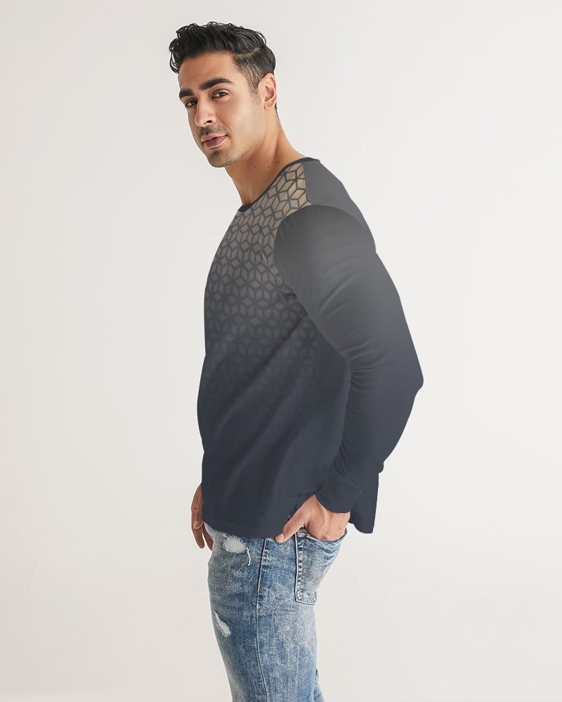 Blue Latte Geometric Fade Men's Long Sleeve T Shirt