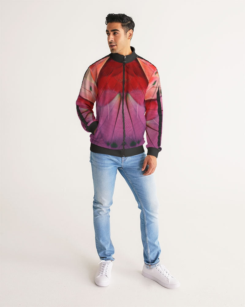 Feathered Grace Men's Stripe-Sleeve Track Jacket