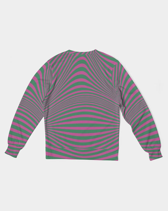 Fuchsia & Green Optical Men's French Terry Pullover Sweatshirt