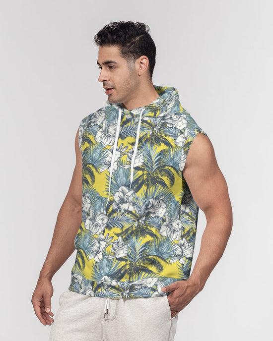 Yellow Tropics Men's Premium Heavyweight Sleeveless Hoodie