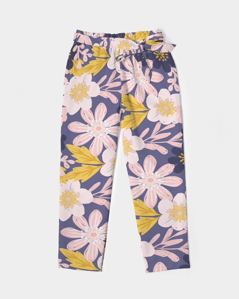 Purple Frisky Floral Women's Belted Tapered Pants