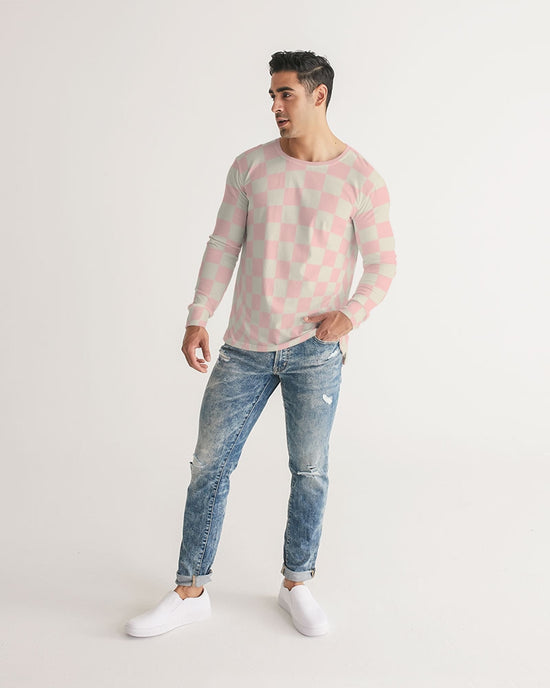 Pink Vanilla Check Men's Long Sleeve Tee