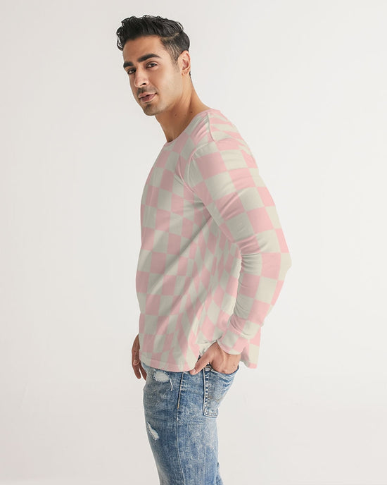 Pink Vanilla Check Men's Long Sleeve Tee