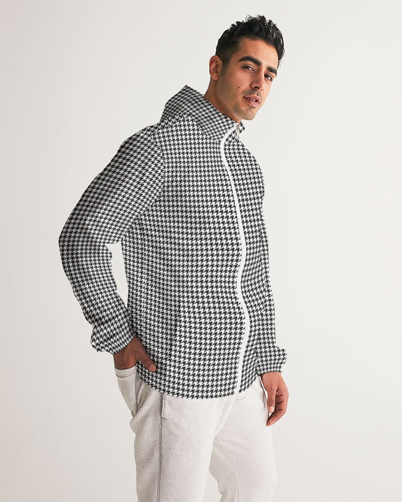 Houndstooth Men's Windbreaker Hooded Jacket