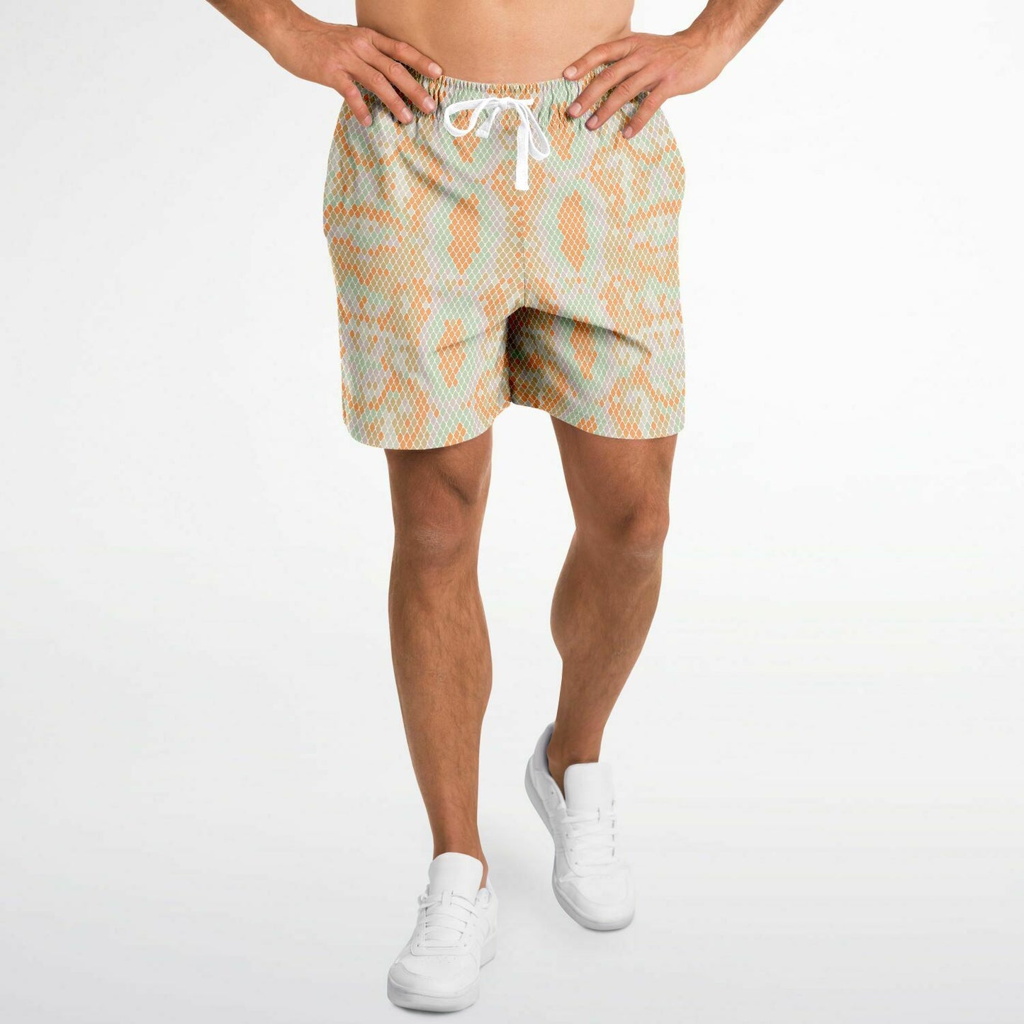Green & Orange Snake Men's Fleece Shorts