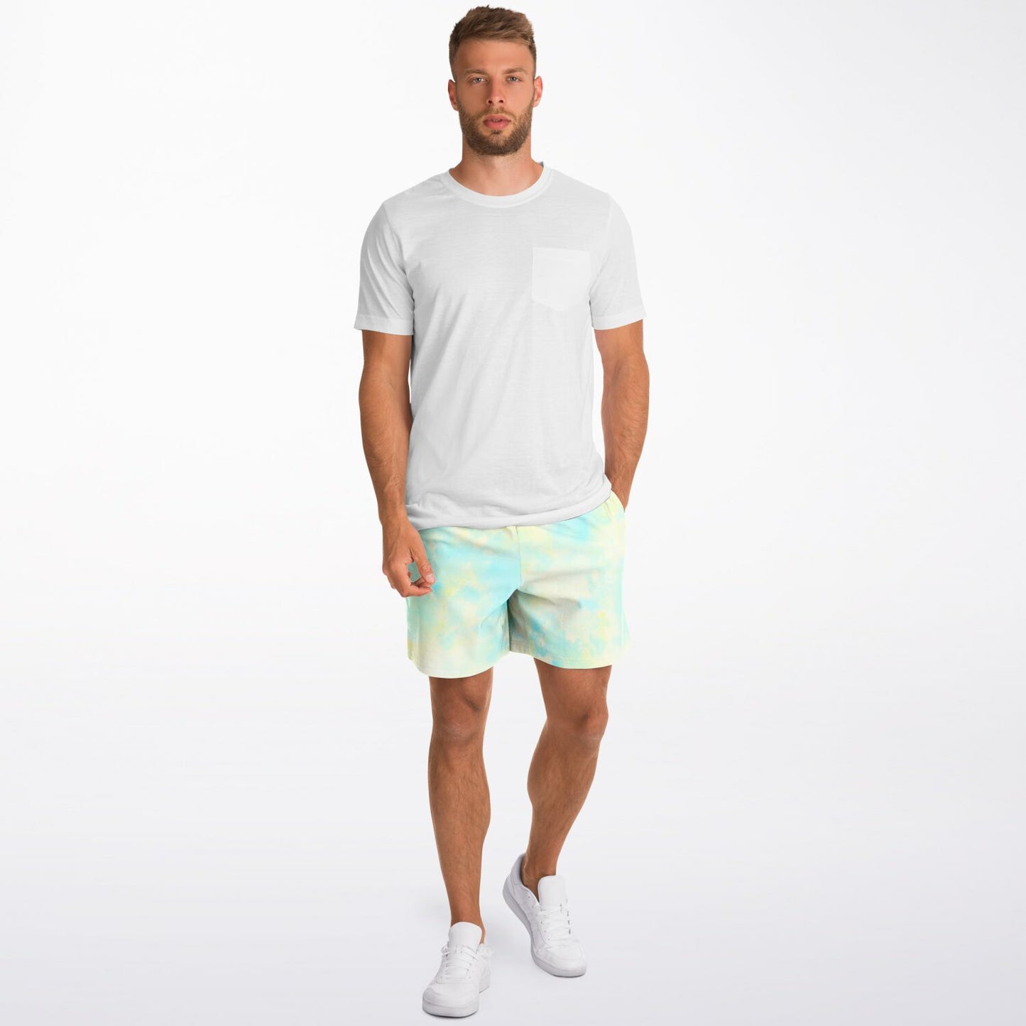 Blue Lemon Tie Dye Men's Fleece Shorts