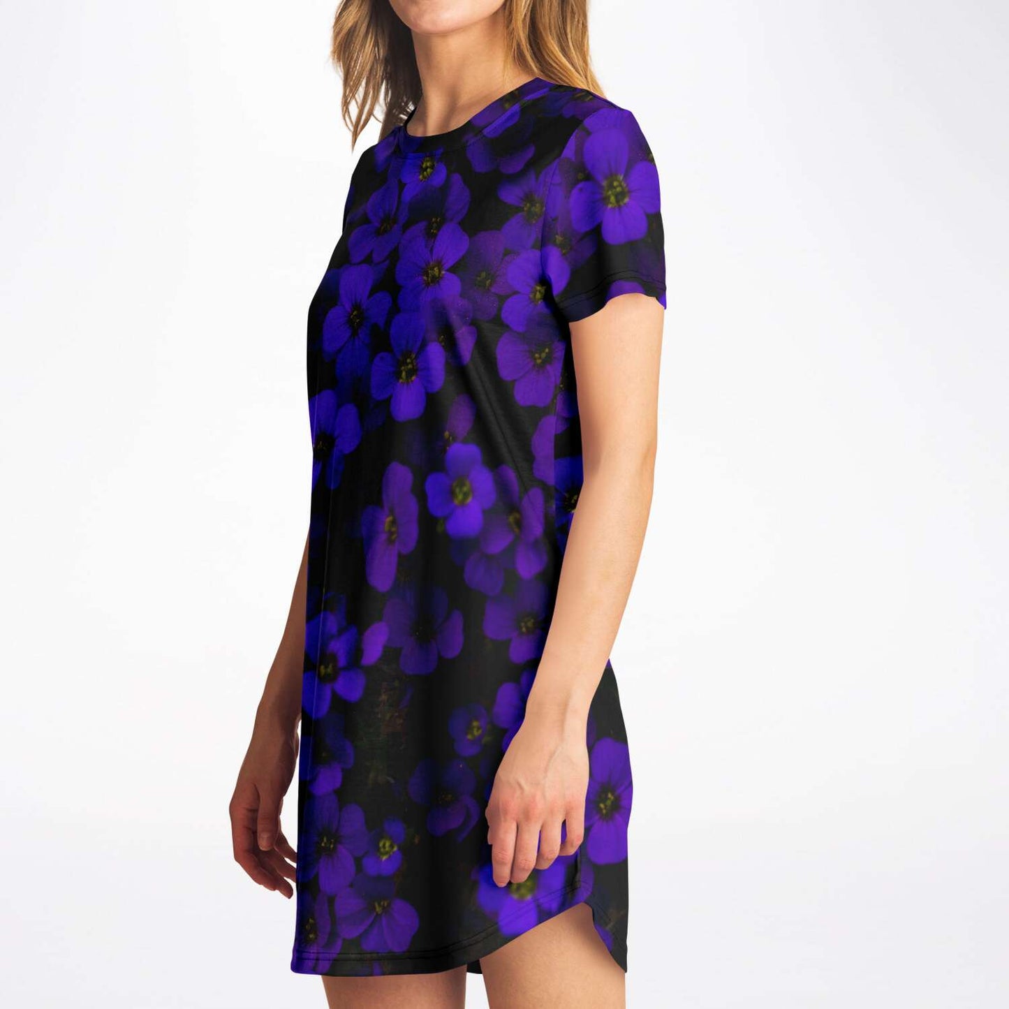 Midnight Purple Flower T Shirt Dress