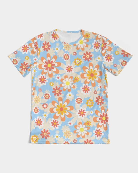 Load image into Gallery viewer, Blue Blooming Mod Floral Men&amp;#39;s Tee
