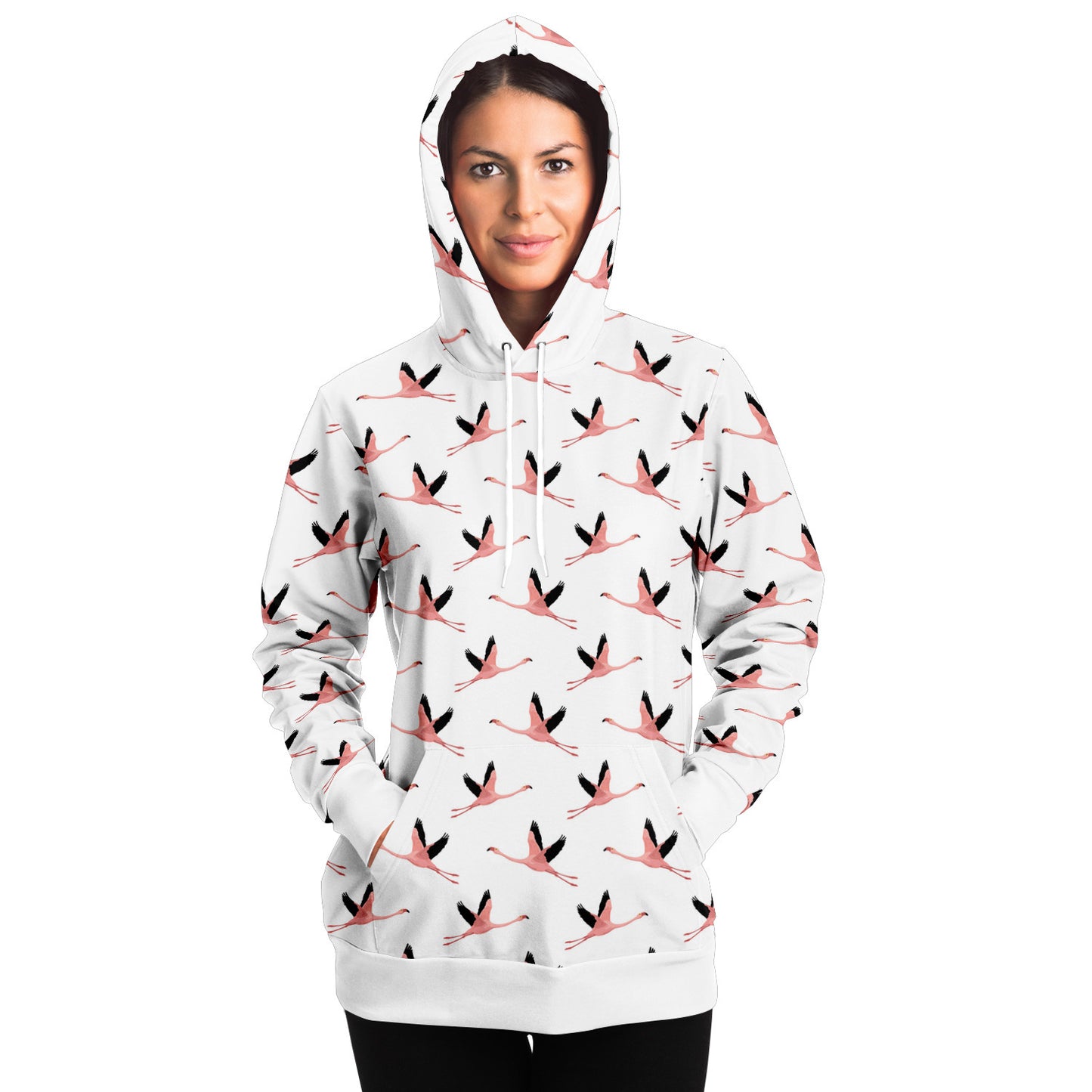 Flying Flamingos White Unisex Hoodie